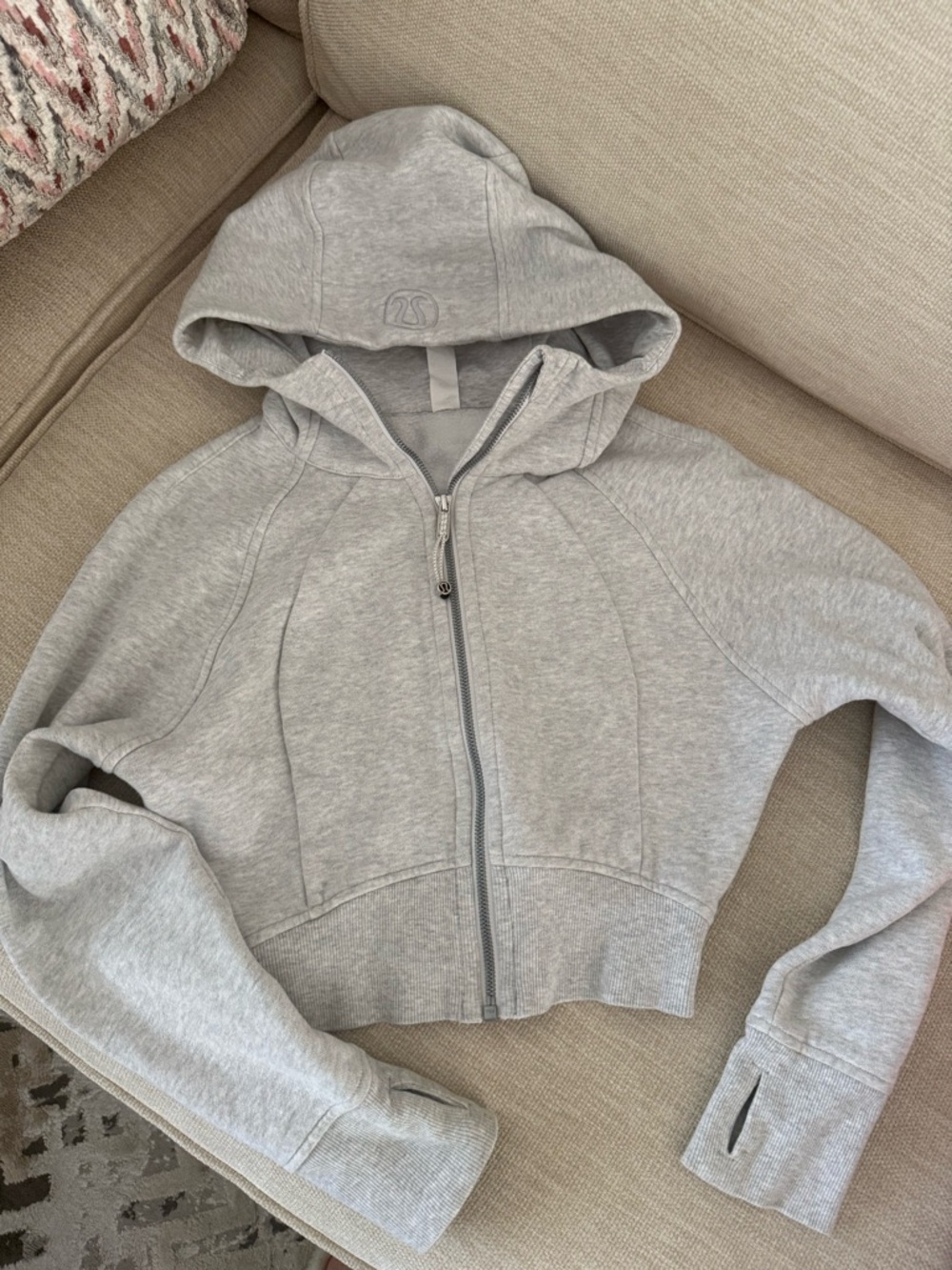 Lululemon Heather Gray Cropped Zip Hoodie